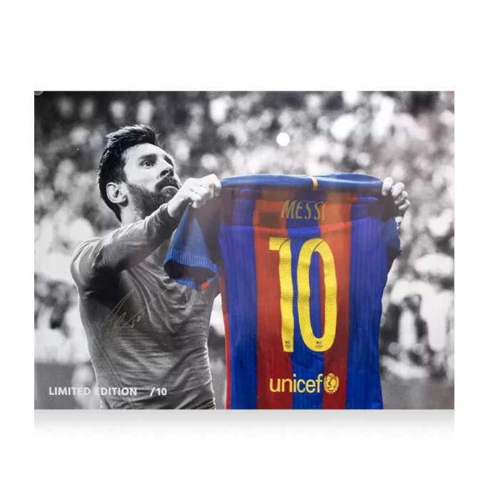icons Lionel Messi Signed FC Barcelona El Clasico Poster - Limited Edition