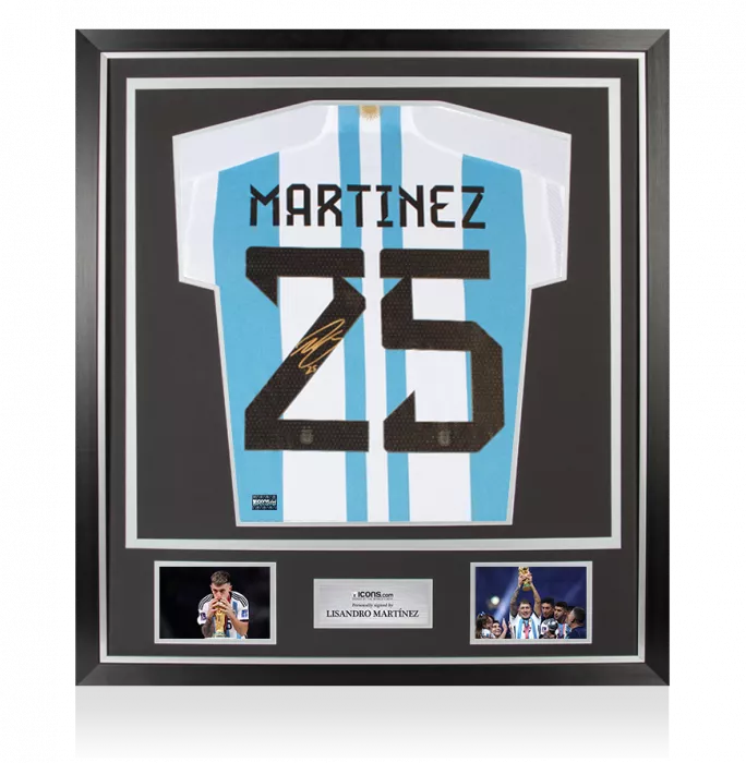 icons Lisandro Martinez Back Signed Argentina 2022 Home Shirt In Classic Frame