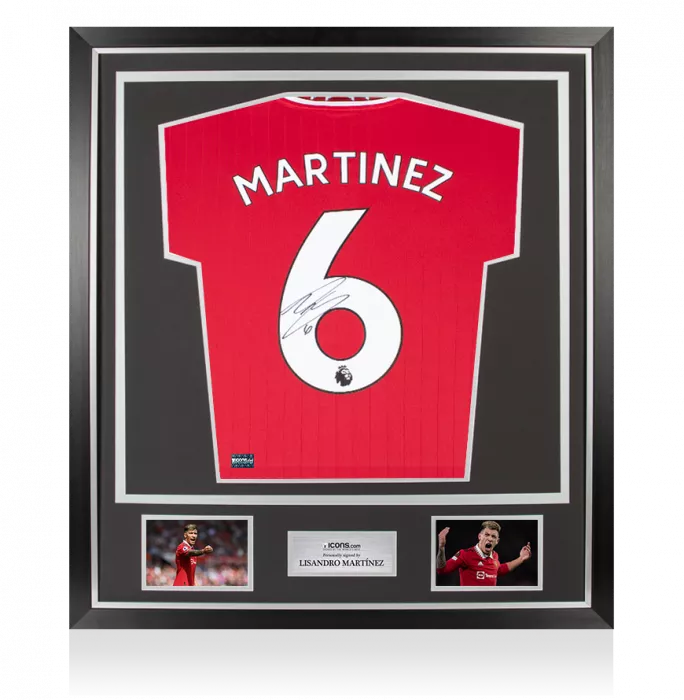 icons Lisandro Martinez Back Signed Manchester United 2022-23 Home Shirt In Classic Frame