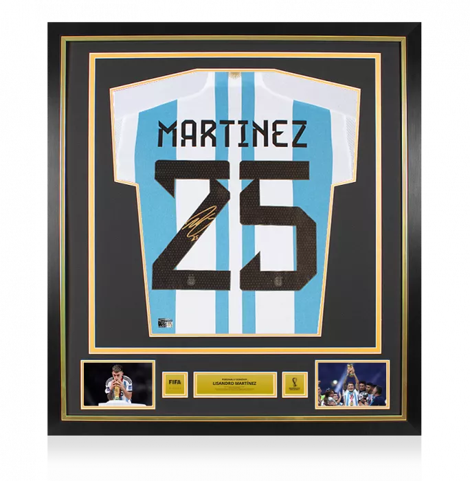icons Lisandro Martinez Official 2022 FIFA World Cup™ Back Signed and Framed Argentina 2022 Home Shirt