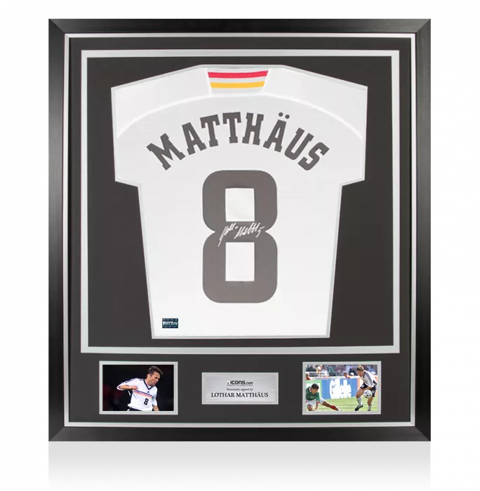 icons Lothar Matthaus Back Signed Germany 1998-00 Home Shirt In Classic Frame