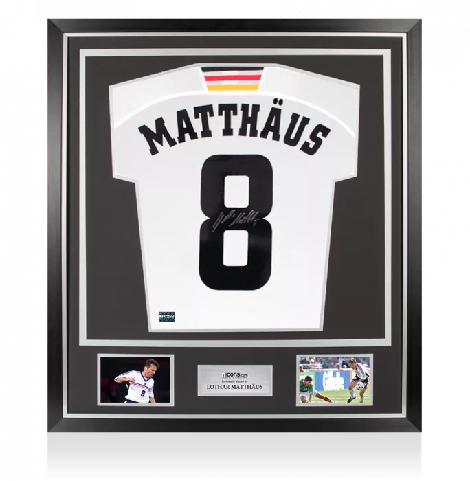 icons Lothar Matthaus Back Signed Germany 1998-00 Home Shirt In Classic Frame