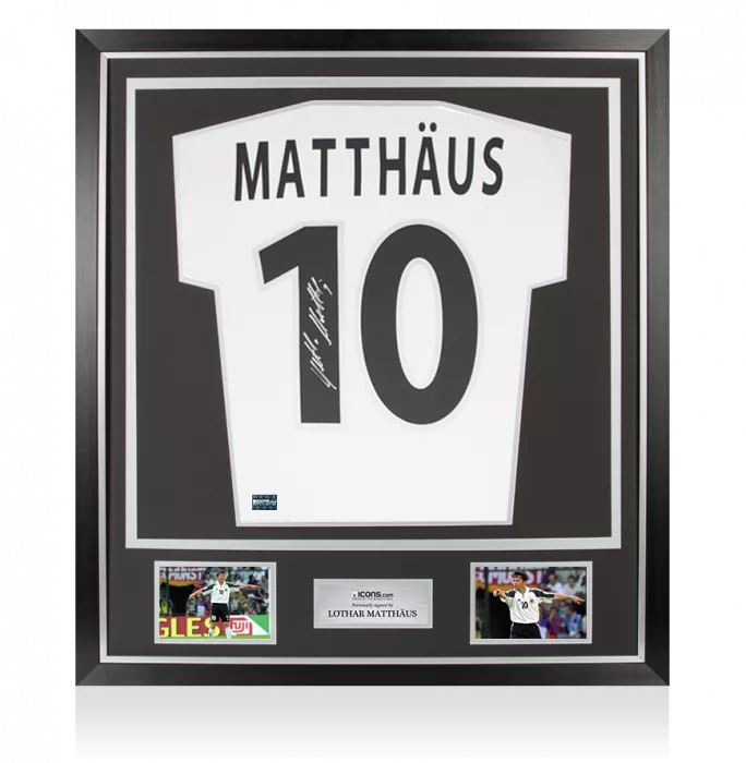 icons Lothar Matthaus Back Signed Germany 2000-01 Home Shirt In Classic Frame
