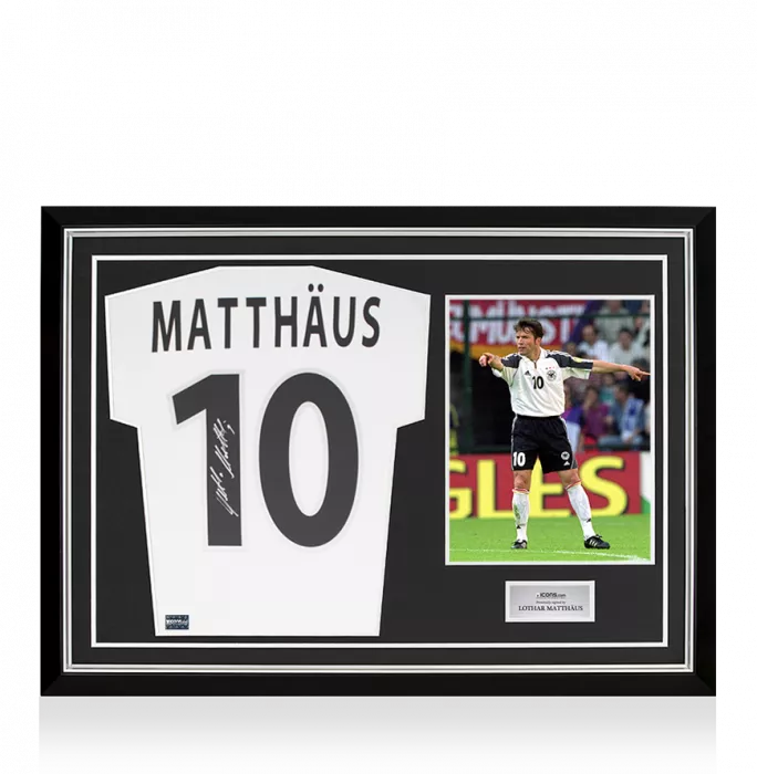 icons Lothar Matthaus Back Signed Germany 2000-02 Home Shirt In Hero Frame: Option 1