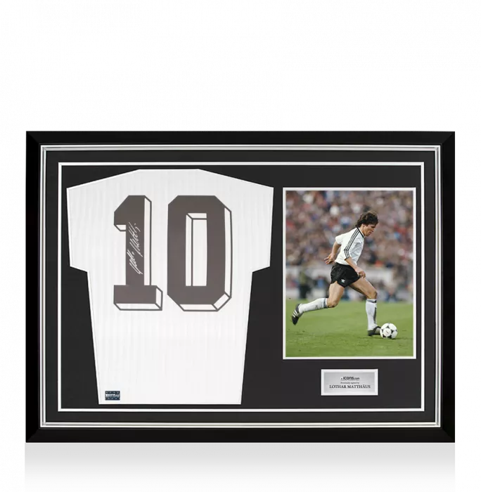 icons Lothar Matthaus Back Signed Germany Icon Shirt In Hero Frame: Option 1