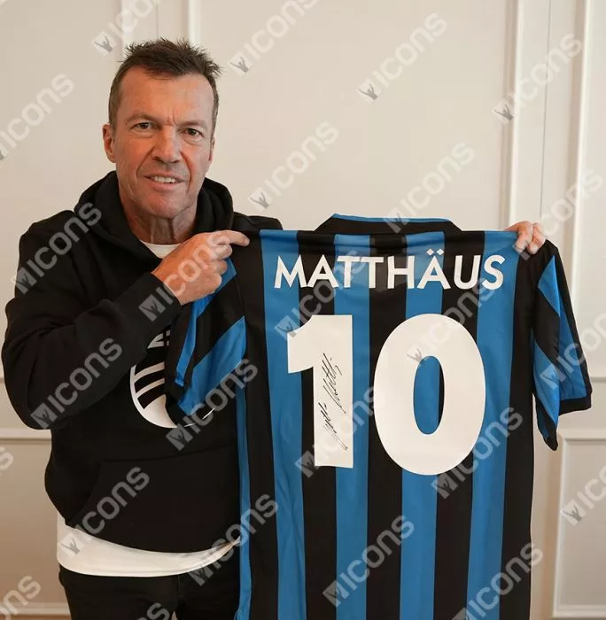 Icons Lothar Matthaus Back Signed Internazionale 1990 Home Shirt In Classic Frame