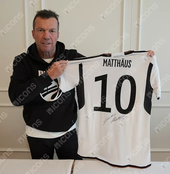 Icons Lothar Matthaus Back Signed Modern Germany Home Shirt: Signed Under Number In Hero Frame: Option 1