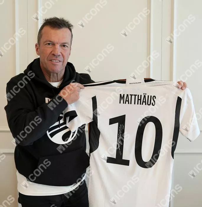 Icons Lothar Matthaus Back Signed Modern Germany Home Shirt In Classic Frame