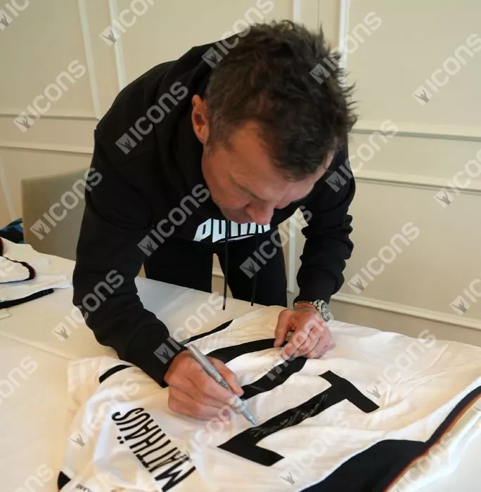 Icons Lothar Matthaus Back Signed Modern Germany Home Shirt In Classic Frame