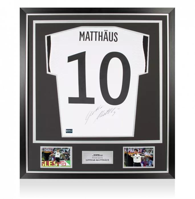 icons Lothar Matthaus Back Signed Modern Germany Home Shirt: Signed Under Number In Classic Frame
