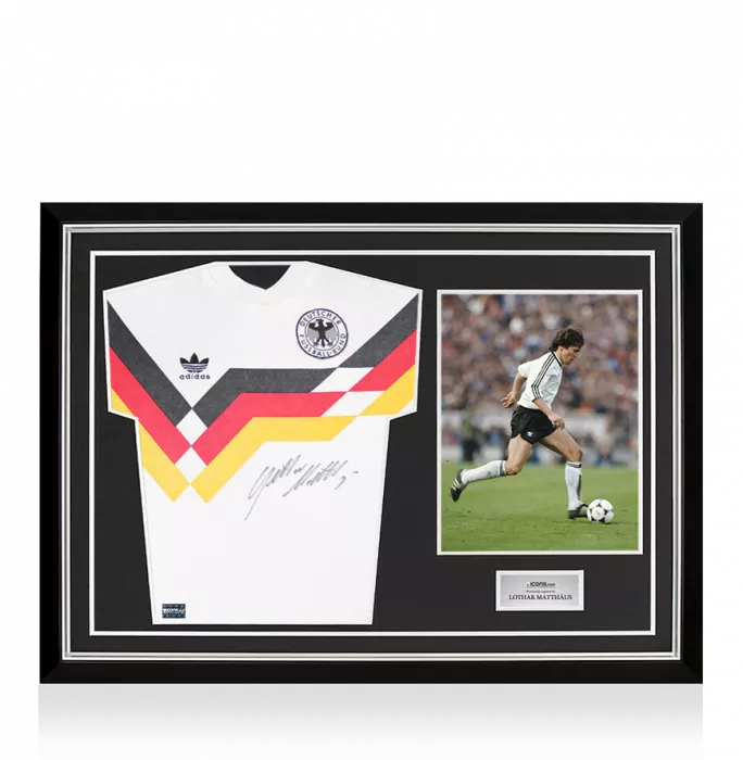 icons Lothar Matthaus Front Signed Germany 1988-90 Home Shirt In Hero Frame: Option 1