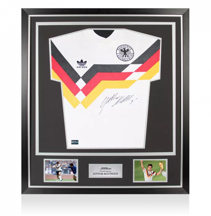 icons Lothar Matthaus Front Signed Germany 1988-90 Home Shirt In Classic Frame