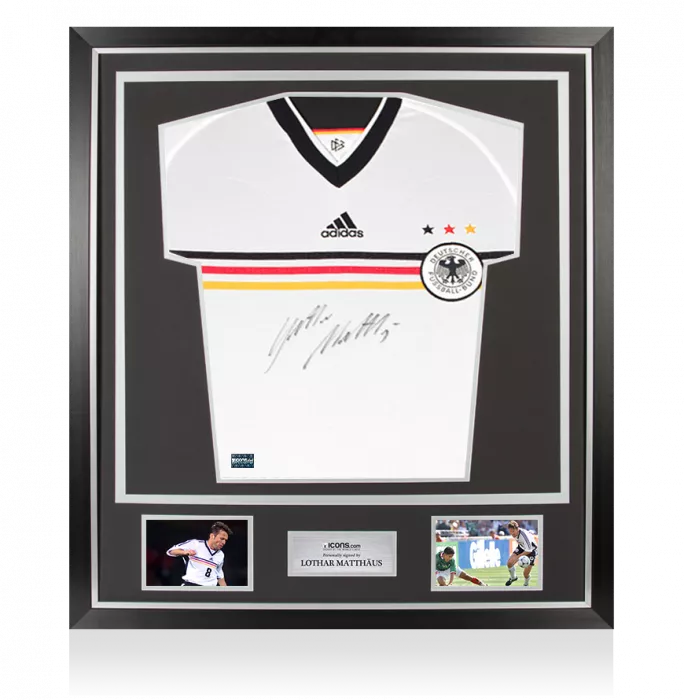 icons Lothar Matthaus Front Signed Germany 1998-00 Home Shirt In Classic Frame