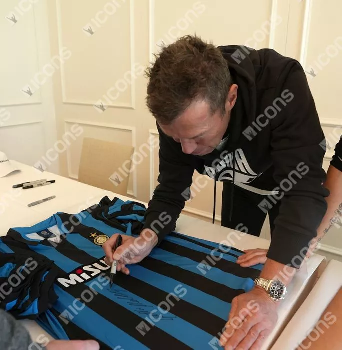 Icons Lothar Matthaus Front Signed Internazionale 1990 Home Shirt - Ballon D'Or Edition In Hero Frame: Option 1