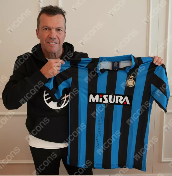 Icons Lothar Matthaus Front Signed Internazionale 1990 Home Shirt In Classic Frame