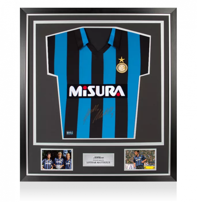 icons Lothar Matthaus Front Signed Internazionale 1990 Home Shirt In Classic Frame