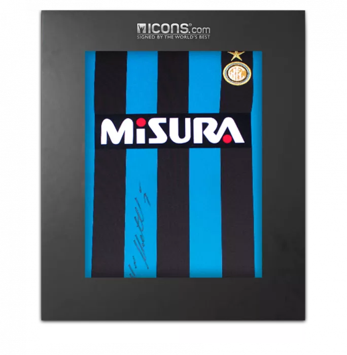 icons Lothar Matthaus Front Signed Internazionale 1990 Home Shirt In Deluxe Packaging