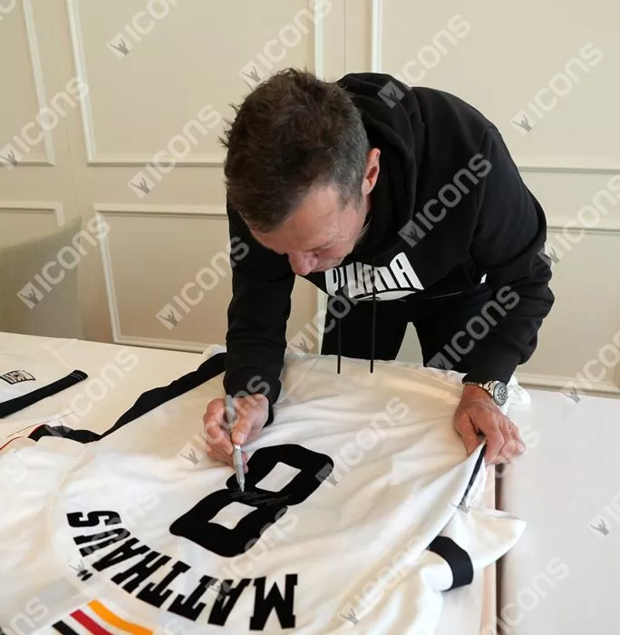 Icons Lothar Matthaus Official 1998 FIFA World Cup™ Back Signed And Framed Germany 1998-00 Home Shirt