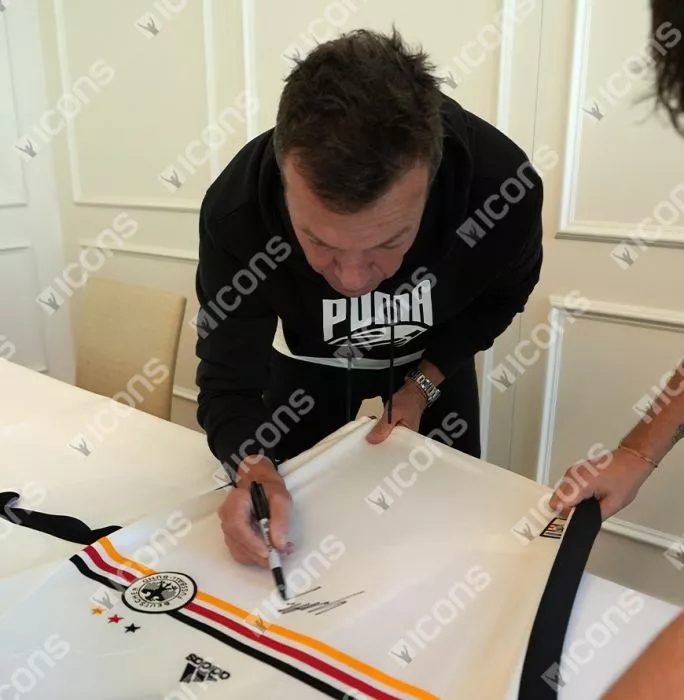 Icons Lothar Matthaus Official 1998 FIFA World Cup™ Front Signed And Framed Germany 1998-00 Home Shirt