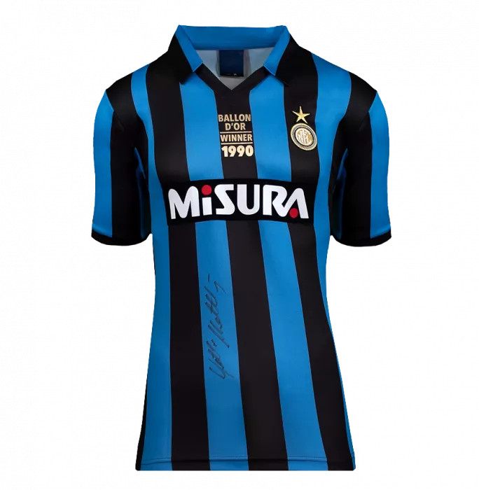 Icons Lothar Matthaus Official Ballon D'Or™ Front Signed And Hero Framed Internazionale 1990 Home Shirt - Ballon D'Or Edition
