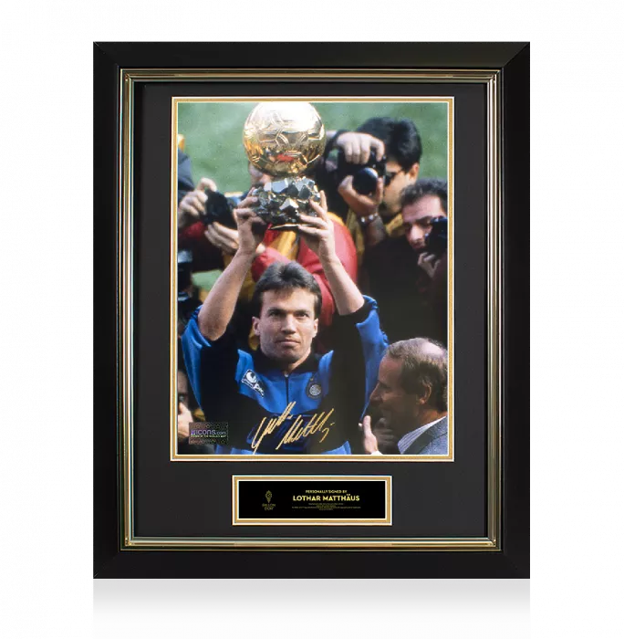 icons Lothar Matthaus Official Ballon d'Or™ Signed and Framed Internazionale Photo: 1990 Ballon d'Or Winner