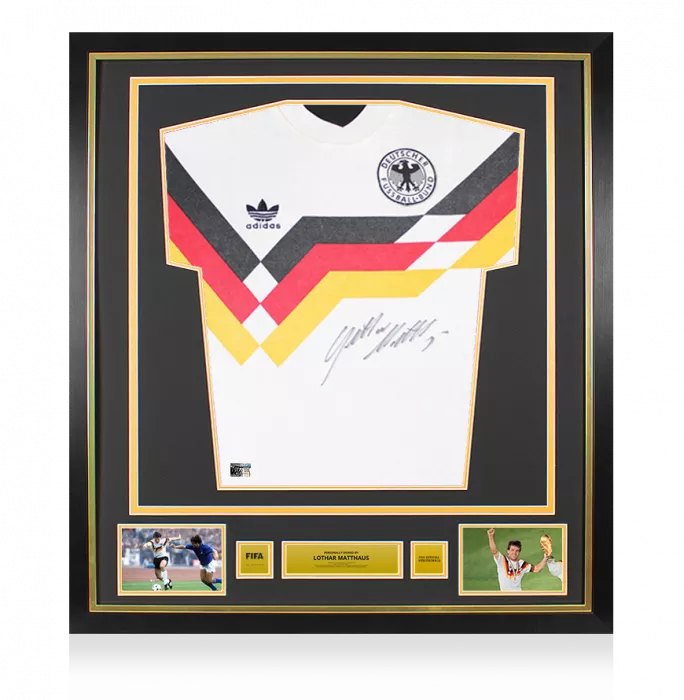 icons Lothar Matthaus Official FIFA World Cup Front Signed and Framed Germany 1988-90 Home Shirt