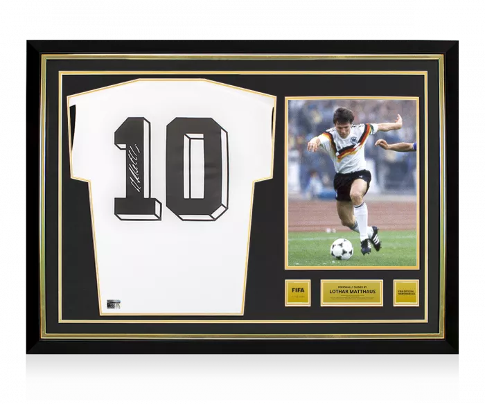 icons Lothar Matthaus Official FIFA World Cup™ Back Signed and Hero Framed Modern Germany Home Shirt