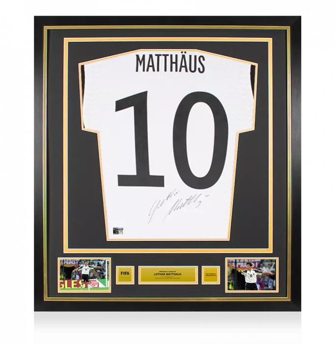 icons Lothar Matthaus Official FIFA World Cup™ Back Signed and Framed Modern Germany Home Shirt: Signed Under Number