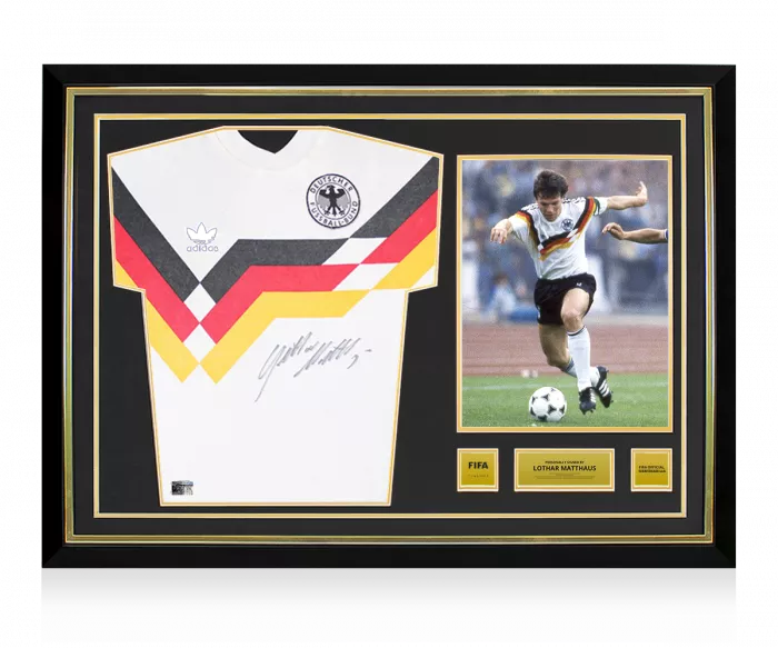 icons Lothar Matthaus Official FIFA World Cup™ Front Signed and Hero Framed Germany 1988-90 Home Shirt