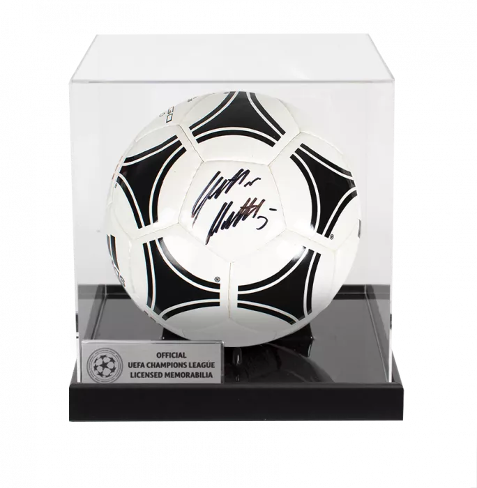 icons Lothar Matthaus Official UEFA Champions League Signed Football In Acrylic Case