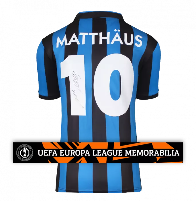 icons Lothar Matthaus Official UEFA Europa League Back Signed Internazionale 1990 Home Shirt