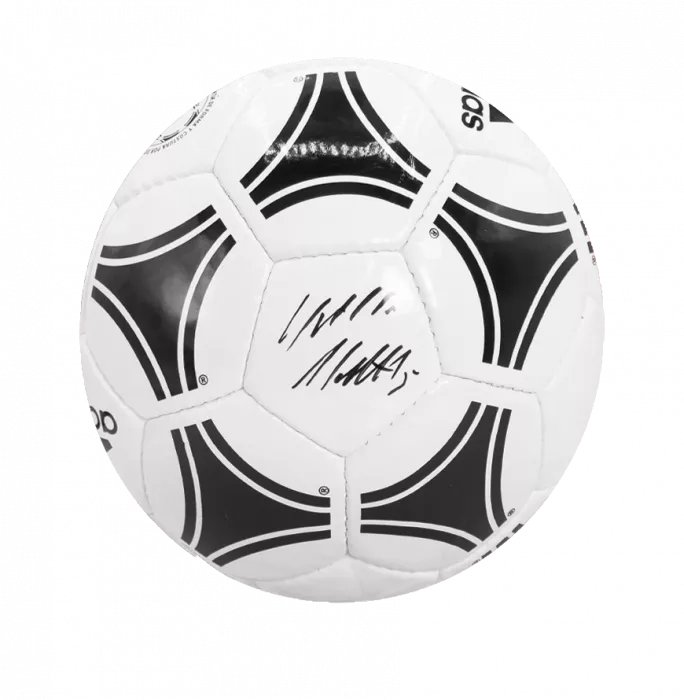 Icons Lothar Matthaus Signed Adidas Tango Football In Acrylic Case