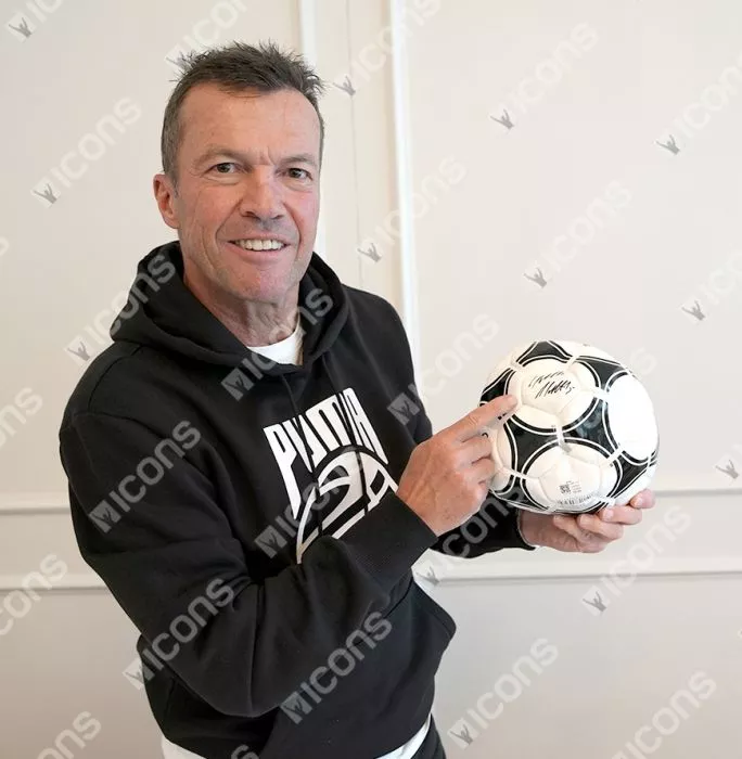 Icons Lothar Matthaus Signed Adidas Tango Football In Acrylic Case
