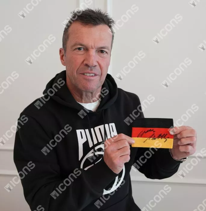 Icons Lothar Matthaus Signed And Framed Germany Captain's Armband