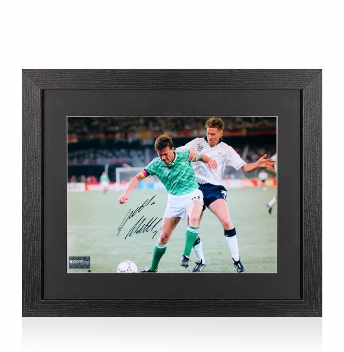 icons Lothar Matthaus Signed Germany Photo In Black Wooden Frame: 1990 FIFA World Cup Semi-Final vs England
