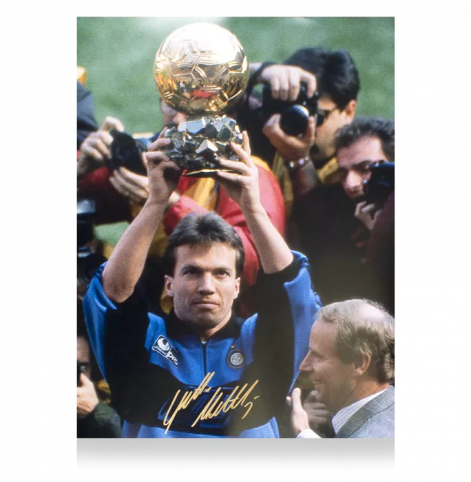Icons Lothar Matthaus Signed Internazionale Photo: 1990 Ballon D'Or Winner