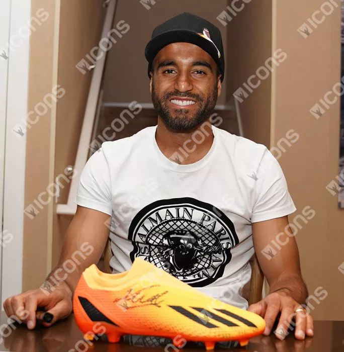 Icons Lucas Moura Signed Orange Adidas Boot In Bubble Frame: Option 1