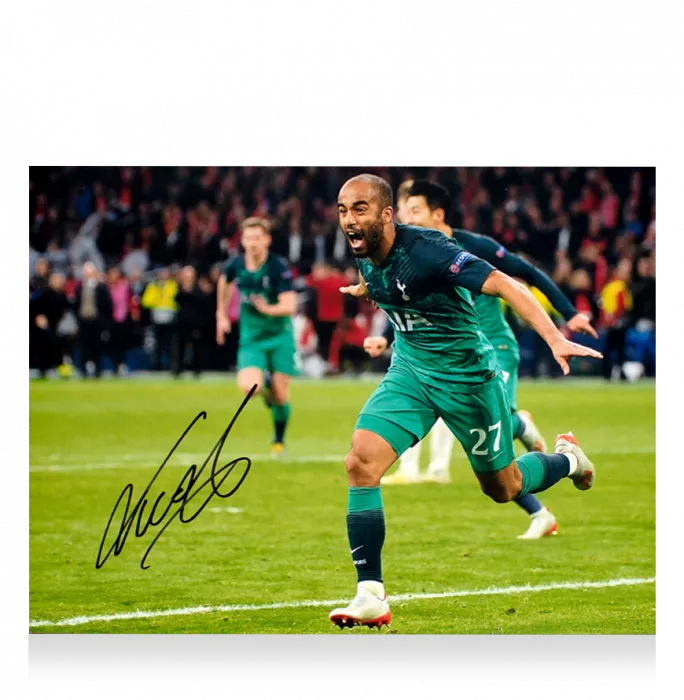 Icons Lucas Moura Signed Tottenham Hotspur Photo In Black Wooden Frame: UEFA Champions League Semi Final Goal Vs Ajax
