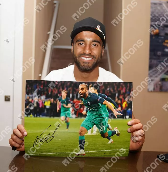 Icons Lucas Moura Signed Tottenham Hotspur Photo In Black Wooden Frame: UEFA Champions League Semi Final Goal Vs Ajax