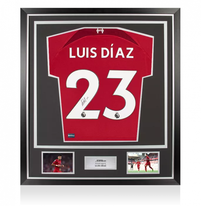 icons Luis Diaz Back Signed Liverpool 2022-23 Home Shirt In Classic Frame