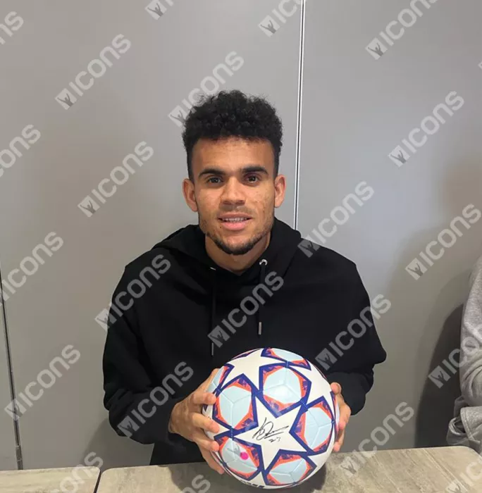 Icons Luis Diaz Official UEFA Champions League Signed Football In Acrylic Case