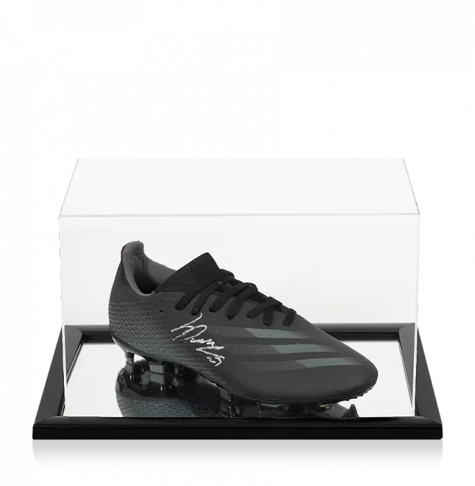 icons Luis Diaz Signed Black Adidas Boot In Acrylic Case