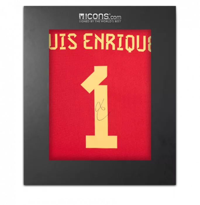 icons Luis Enrique Back Signed Spain 2022 Home Shirt with Fan Style Numbers In Deluxe Packaging