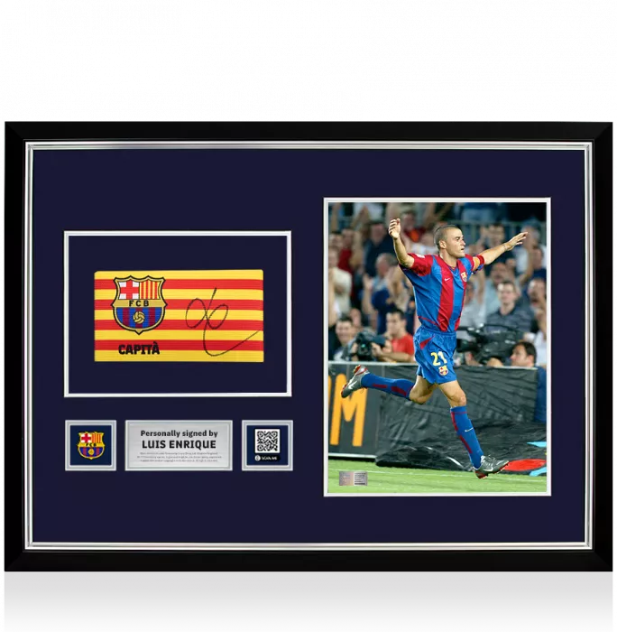 icons Luis Enrique Official FC Barcelona Signed and Framed Branded Captain's Armband