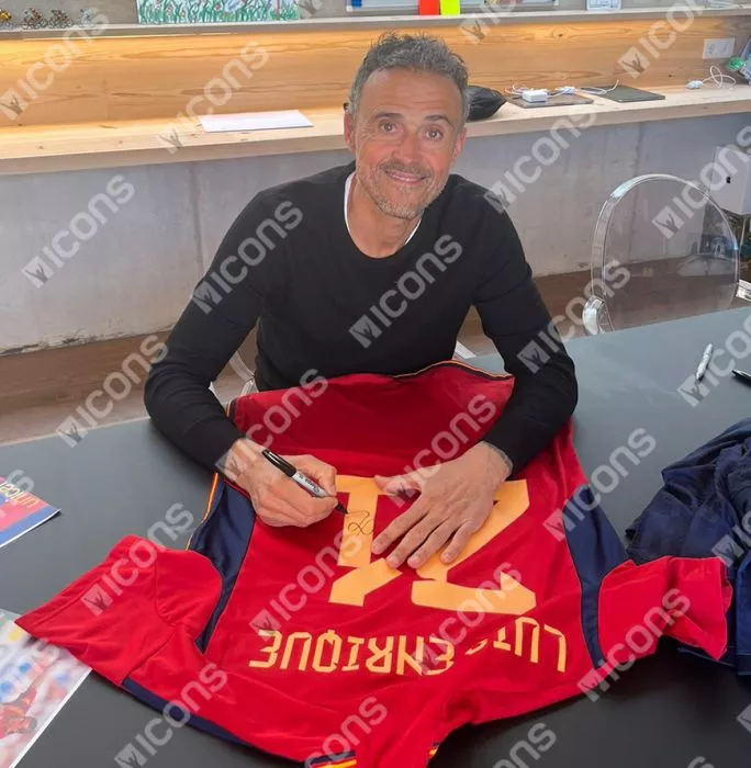Icons Luis Enrique & Sergio Busquets Signed Spain Shirts In Classic Dual Frame