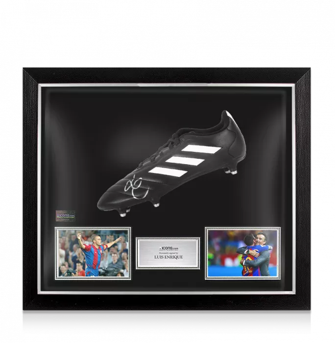 icons Luis Enrique Signed Black Adidas Goletto Boot In Bubble Frame: Option 1