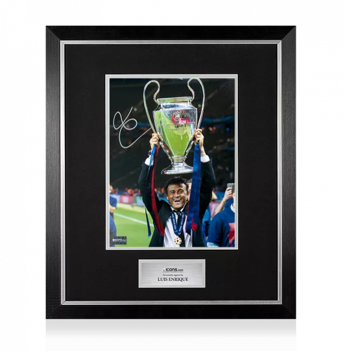 icons Luis Enrique Signed FC Barcelona Photo In Premium Photo Frame: 2015 UEFA Champions League Winner