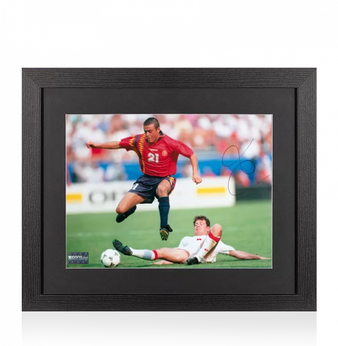 icons Luis Enrique Signed Spain Photo In Black Wooden Frame