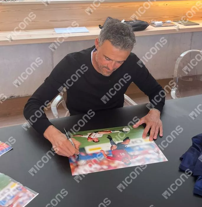 Icons Luis Enrique Signed Spain Photo In Premium Photo Frame