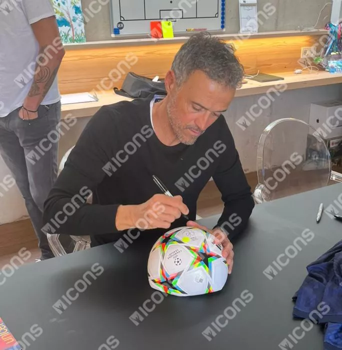 Icons Luis Enrique Signed UEFA Champions League Football In Acrylic Case